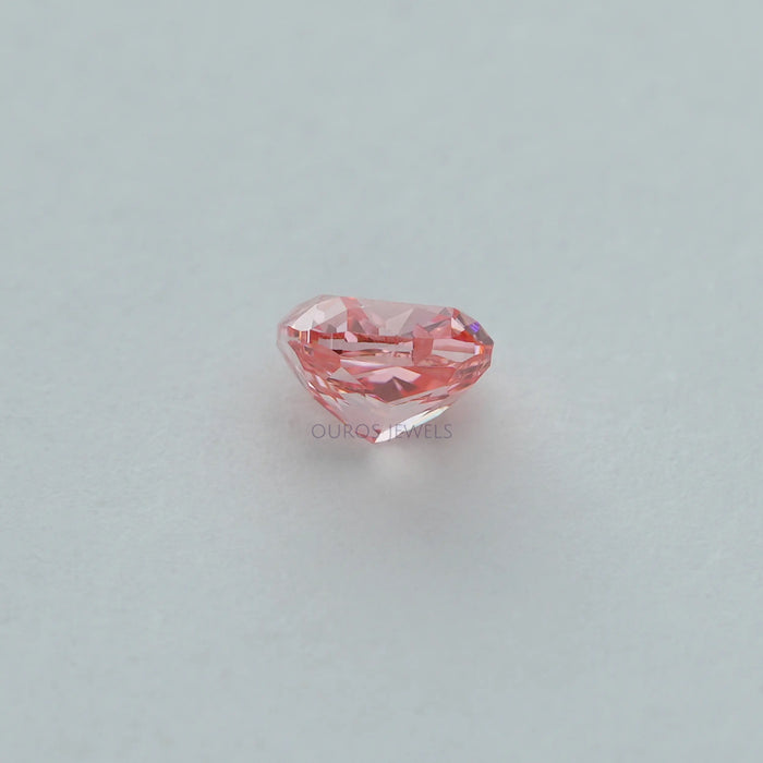 side view of each pink cushion cut lab created diamonds loose