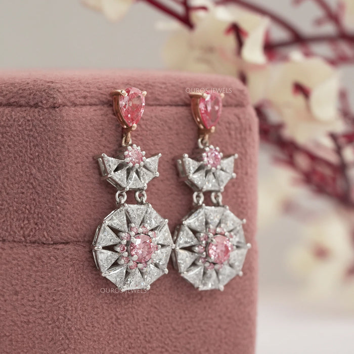 Starbrust Pink Pear Lab Diamond Drop Earrings