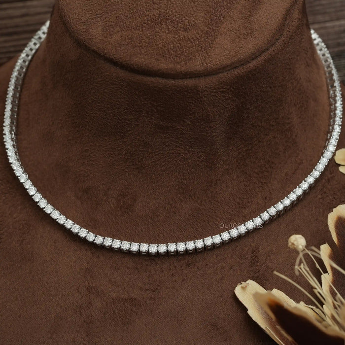 3.00 MM  Round Cut Lab Grown Diamond Stunning Necklace