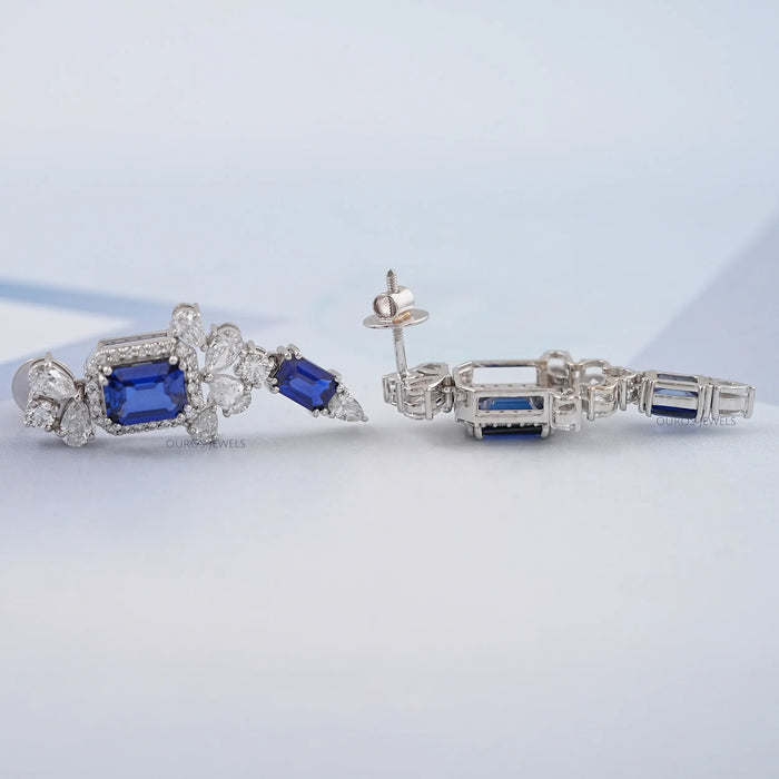 Blue Sapphire Gemstone Drop Earrings