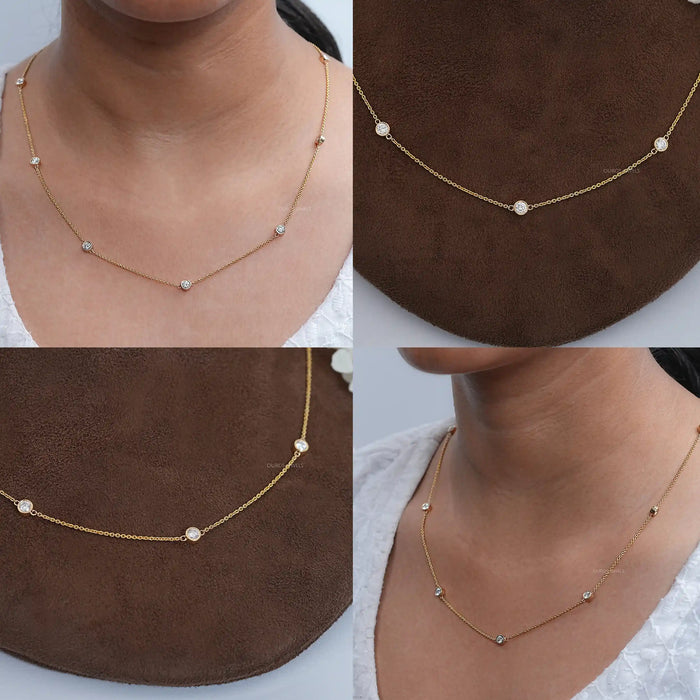 Round Lab Diamond By Yard Necklace