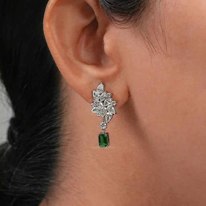 diamond cluster drop earring
