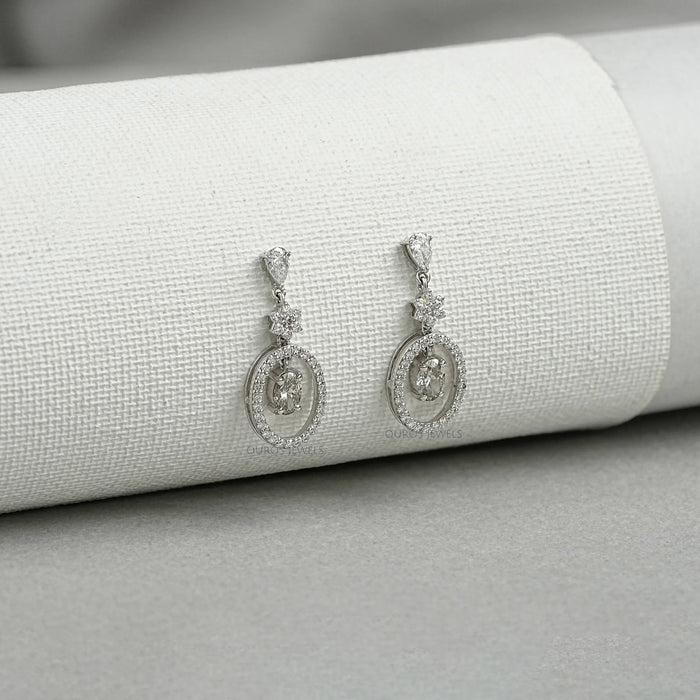 Oval Cut Lab Diamond Drop Earrings