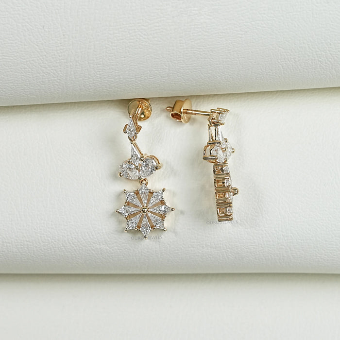 Floral  Kite Diamond  Dangle  Earrings