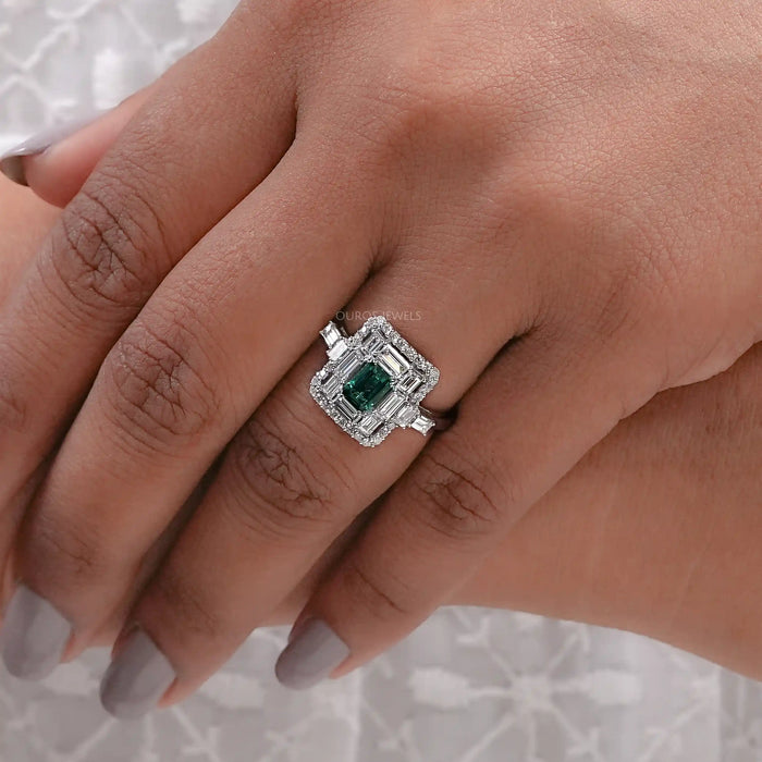 Emerald gemstone engagement ring