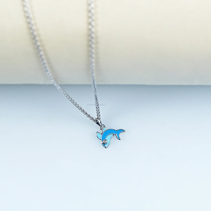 Blue Enamel Dolphin Charm Kids Pendant