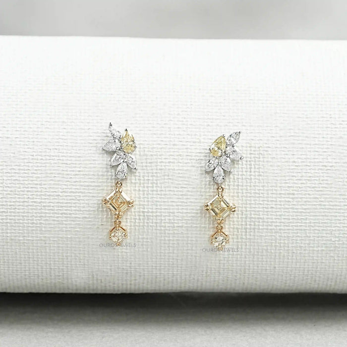 Yellow Asscher Lab Diamond Dangle Earring