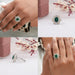 emerald gemstone and double halo engagement ring 