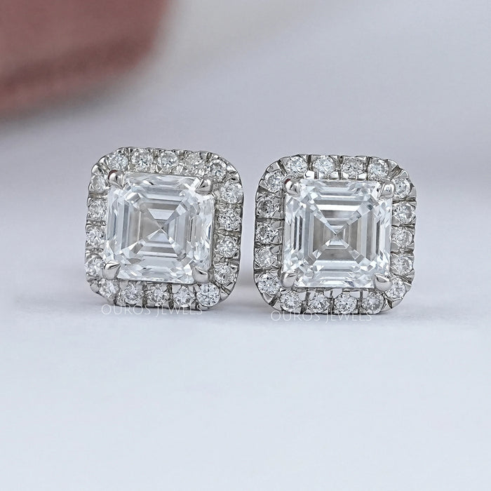 Pendientes Asscher Lab Diamond Halo