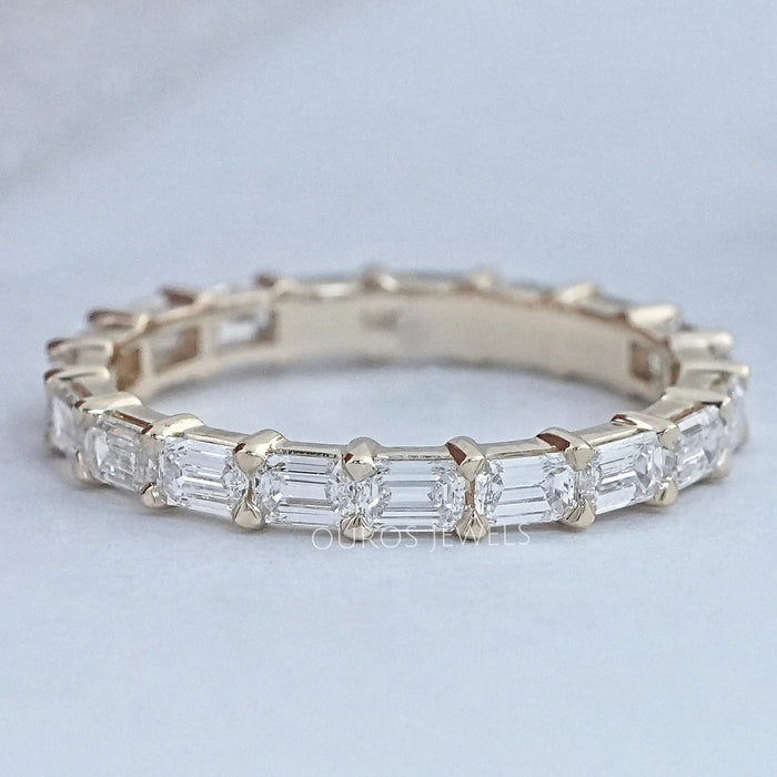 East West Emerald Lab Diamond Eternity Band