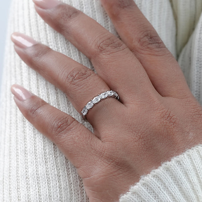 East West Oval Cut Lab Grown Diamond Wedding Band