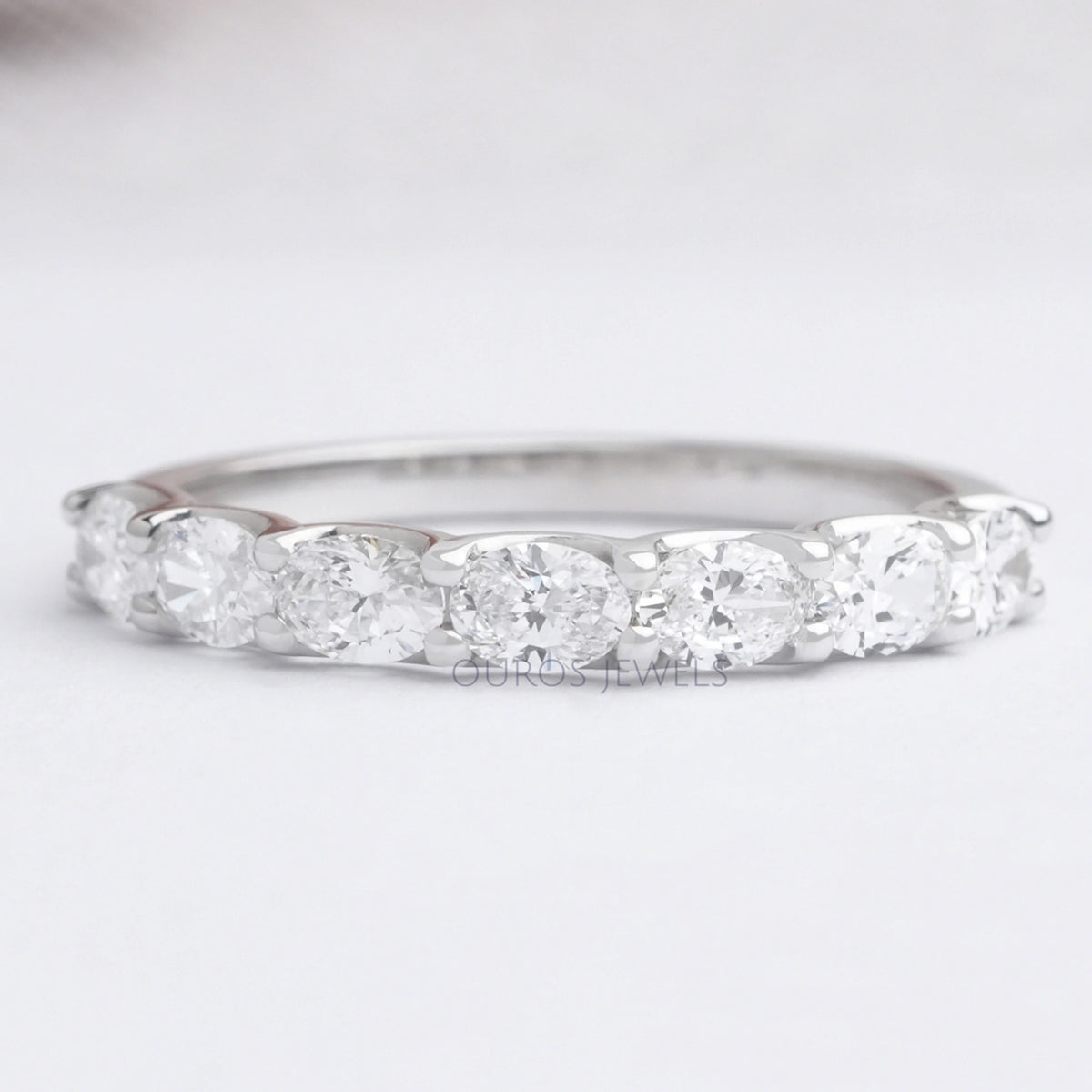 East West Oval Cut Diamond Wedding Band — Ouros Jewels