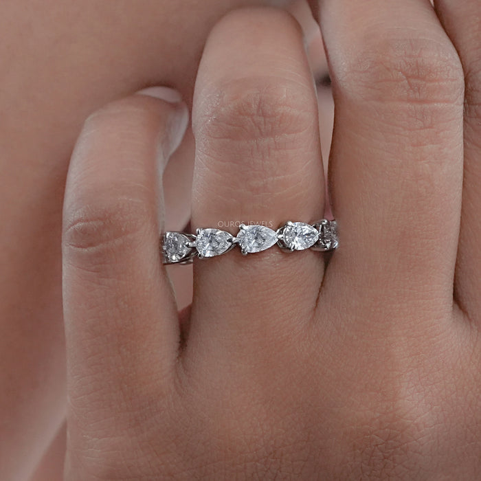 East West Pear Cut Lab Diamond Full Eternity Band