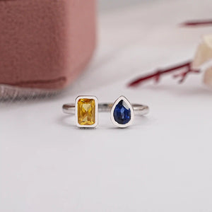 bezel set gemstone cuff ring