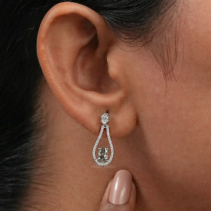 Diamond  Layered Teardrop Dangle Earrings