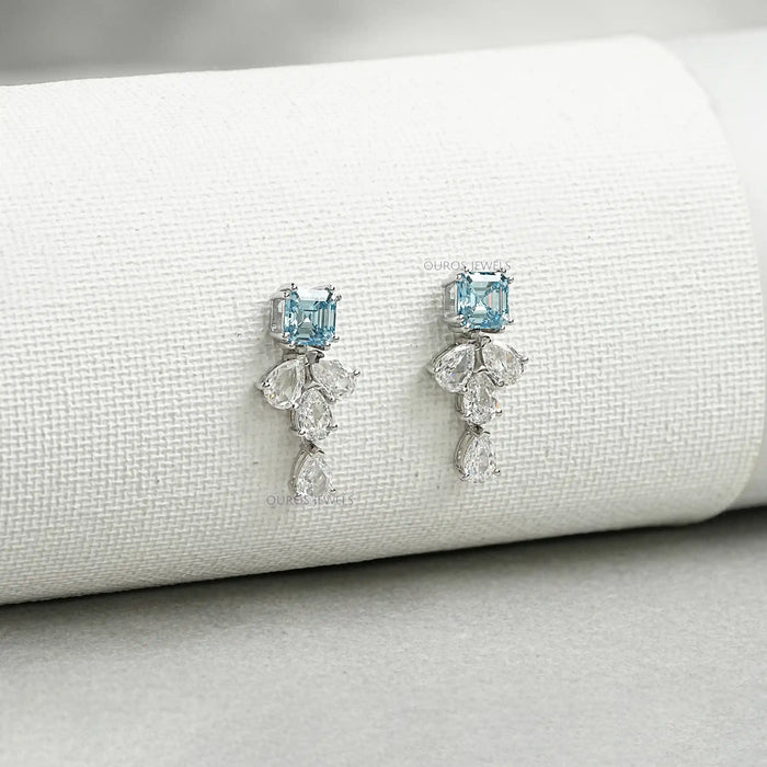 Aquamarine And Diamond Drop Earrings