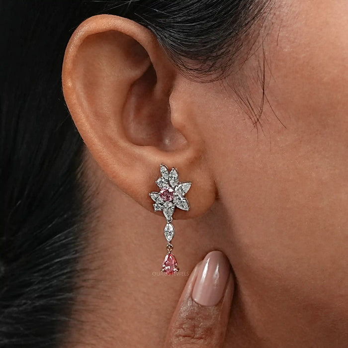 Multi Shape Lab Diamond Cluster Earrings