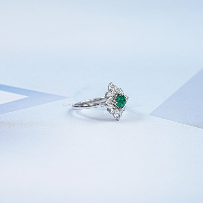  Cushion Cut Gemstone Halo Ring