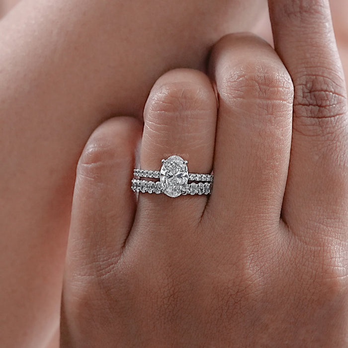 Oval Shape Lab Diamond Bridal Engagement Ring Set