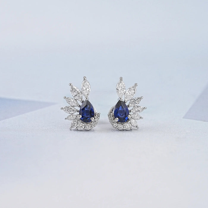 Pear Cut Sapphire Screw Back Earrings