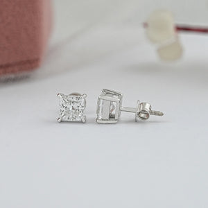 Princess Cut Lab Grown Diamond Stud - 2.00 Carat Each