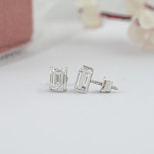 Emerald Cut Lab Grown Diamond Stud Earrings