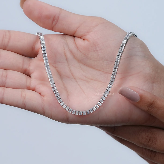 Emerald Lab Grown Diamond Tennis Necklace