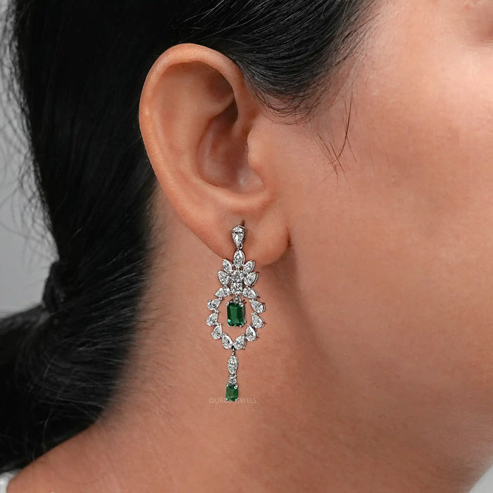 emerald dangle earrings for women