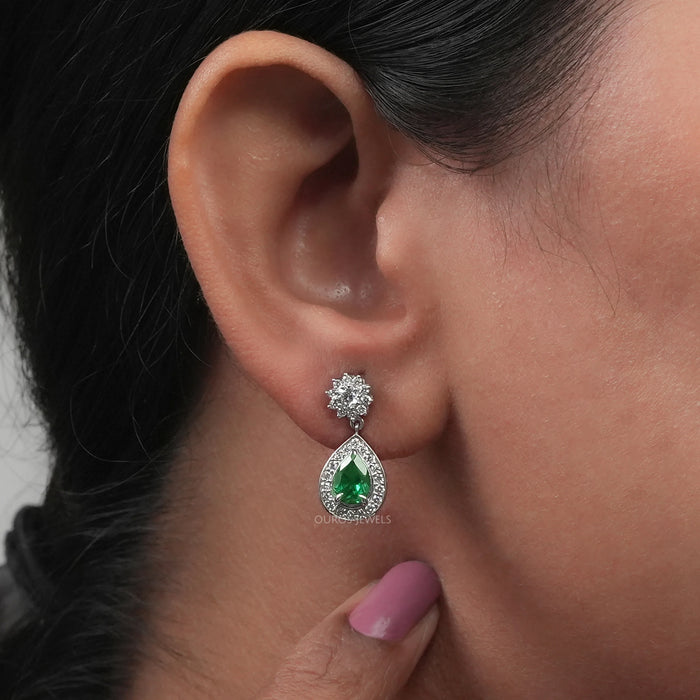 Pear Shape Emerald Drop Earrings