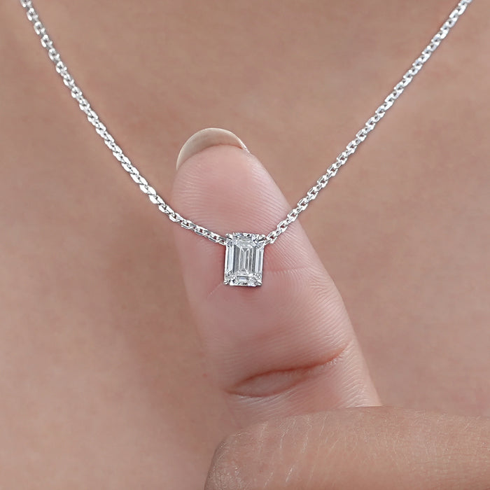 Emerald Cut Lab Grown Diamond Solitaire Pendant