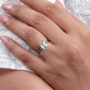 Emerald Cut Lab Diamond Solitaire Engagement Ring