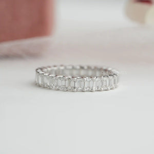 Emerald Cut Lab Grown Diamond  Eternity  Wedding  Band