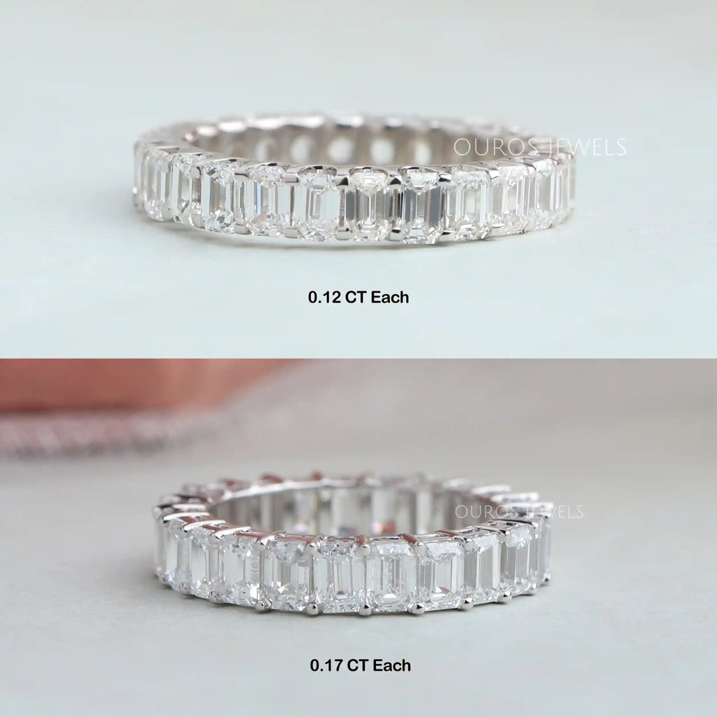 Emerald cut diamond on sale half eternity band