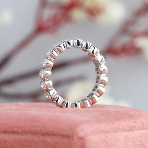 Bezel Set Oval Cut Lab Diamond Eternity Wedding Band 