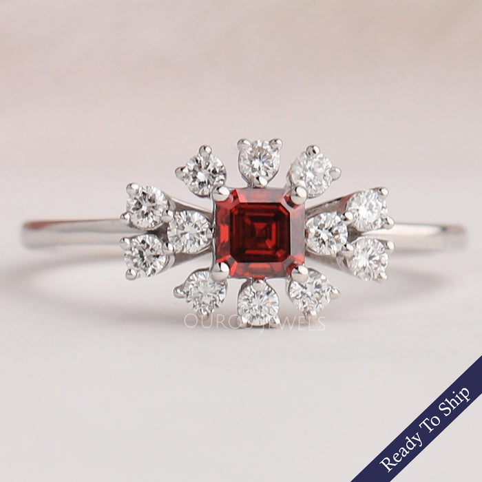 Asscher Cut Lab Grown Diamond Engagement Ring