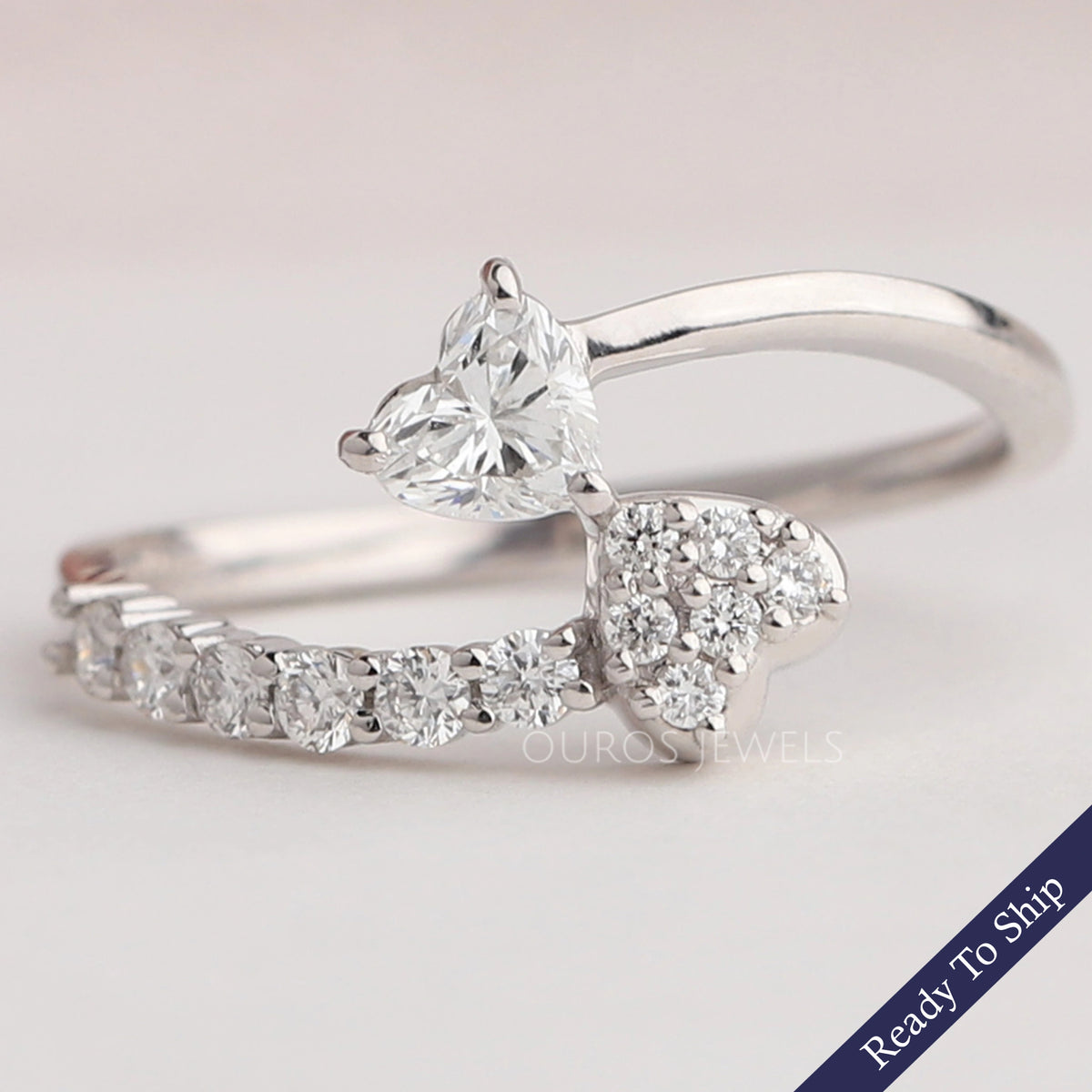 Heart Cut Diamond Bypass Engagement Ring — Ouros Jewels