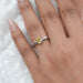 canary yellow cushion-cut lab diamond 5-stone colored wedding band in finger