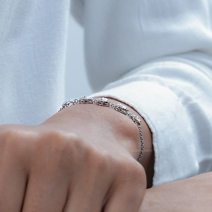 Heart And Pear Shape Five Stone Halo Bracelet