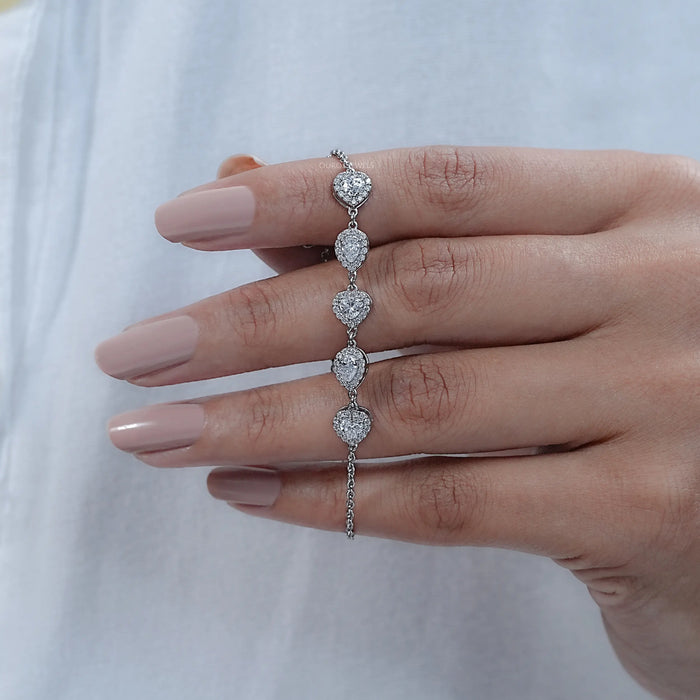 Five Stone Halo Lab Diamond Chain Bracelet