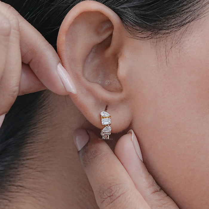 Multi Shape Lab Diamond Hoops Earrings