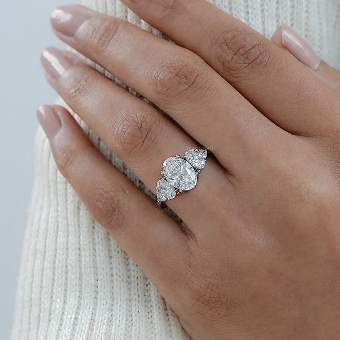 Oval And Trillion Lab Diamond Five Stone Engagement Ring