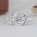 front view of trapezoid and round lab diamond five stone engagement ring