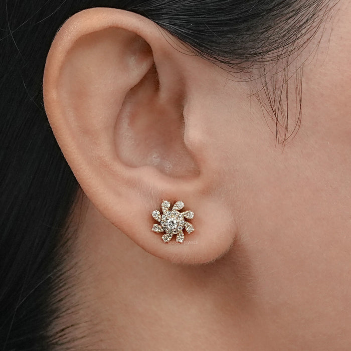 Floral Shape  Lab Diamond Stud