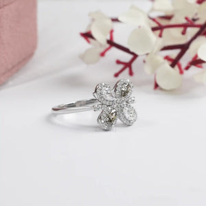 Unique Floral Shape Olive Pear Cut Halo Lab Diamond Ring