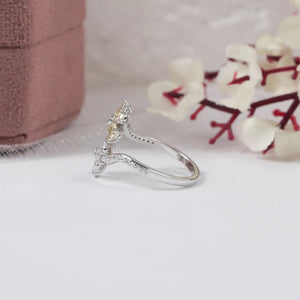 Flower Shape Yellow Pear Cut Lab Diamond Twin Bypass Ring