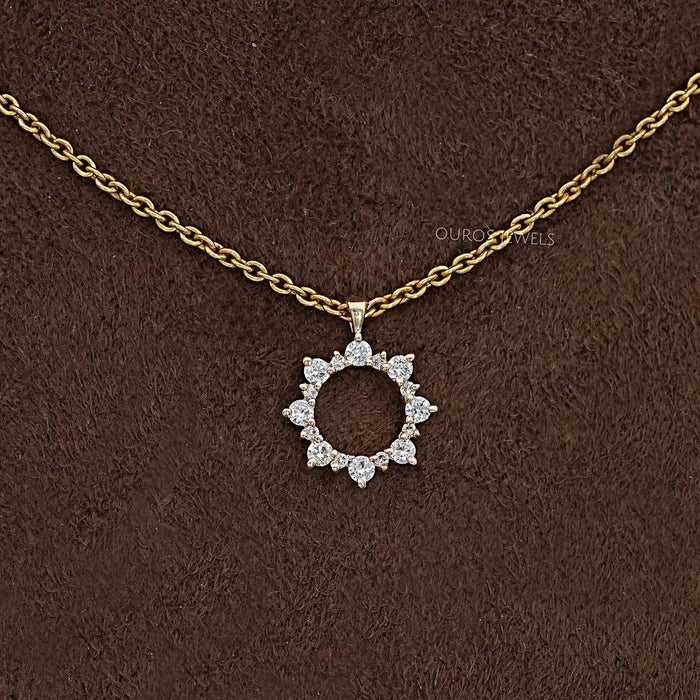 Open Circle Round Diamond Pendant