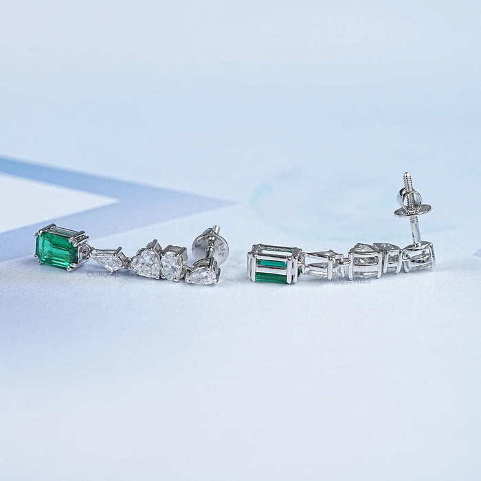 Emerald Gemstone Dangle Drop Earrings