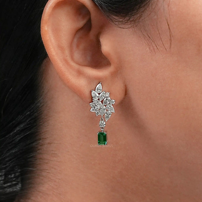 green emerald gemstone drop earring