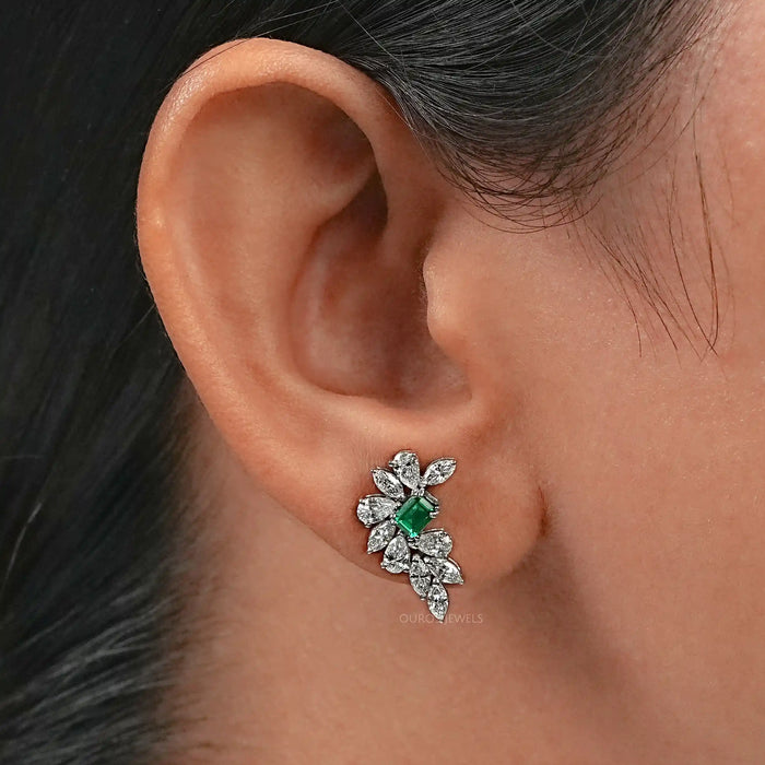 emerald gemstone cluster earring