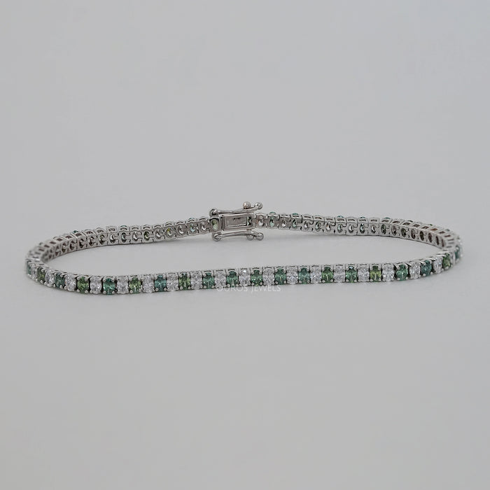 Green Oval Cut Lab Diamond Tennis Bracelet